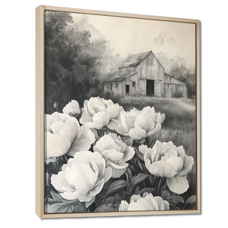 Art mural mural Eichler, pivoines à la ferme III - pivoines, H 44 po x l 34 po, Reproduction avec cadre flottant