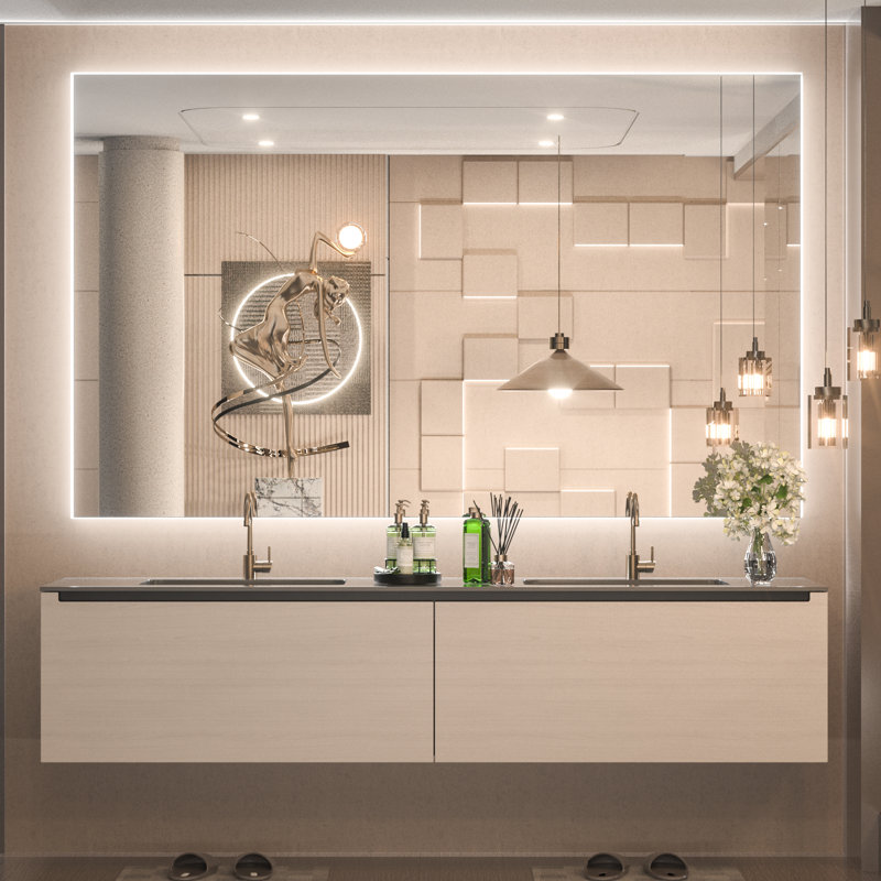 Miroir de salle de bain avec éclairage à DEL rétroéclairé sans cadre, 24 po x 40 po