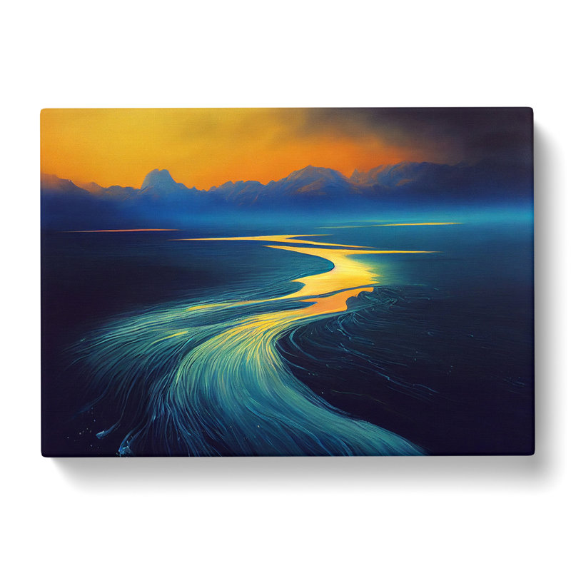 Golden Mountain River - Wrapped Canvas, 35cm H x 50cm W x 3cm D