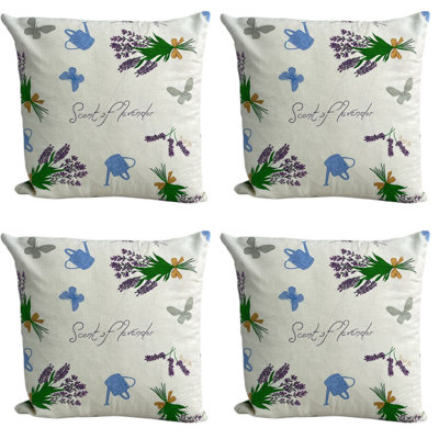 Sausalito Floral Cream Square Throw Pillow Cover