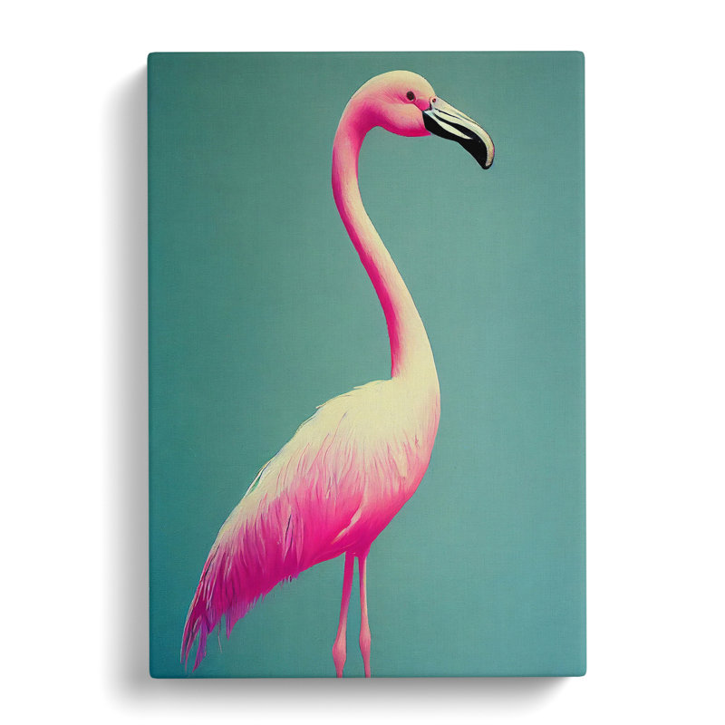 Charming Flamingo - Print, Wrapped Canvas, 60cm H x 40cm W x 3cm D, No Matte