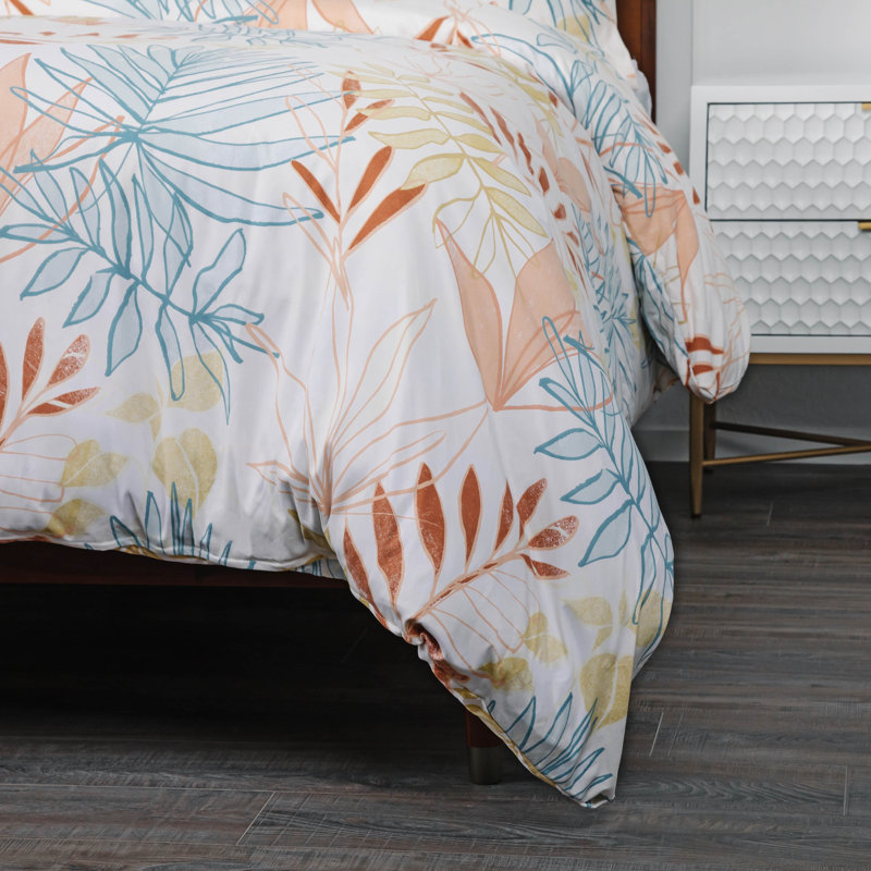 Tropic Leaf Collection Duvet Cover Set, Twin Duvet Cover + 1 Shams