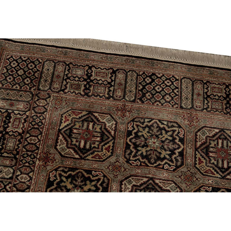 Hand-Knotted High-Quality Black and Black Area Rug