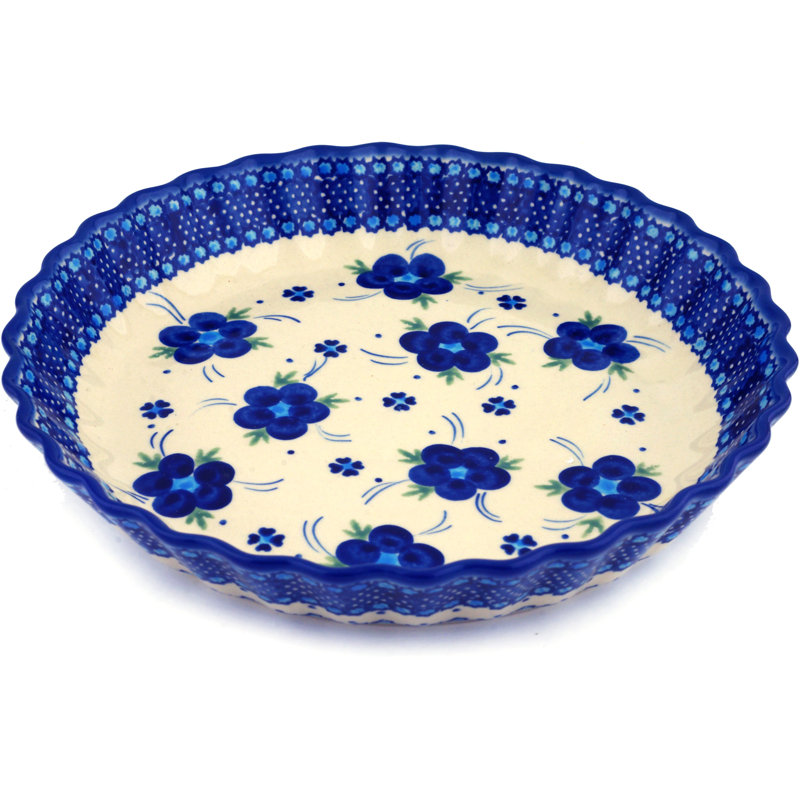 Plat à tarte plissée fleur polmedia bleu-belle