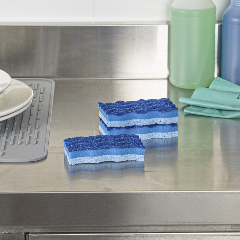 Restaurantware Cleaning Sponge 60 Count 4.5 x 2.5 Inches Cellulose Light-Duty Non-Scratch Sponge Rectangular Blue For Commercial Kitchens
