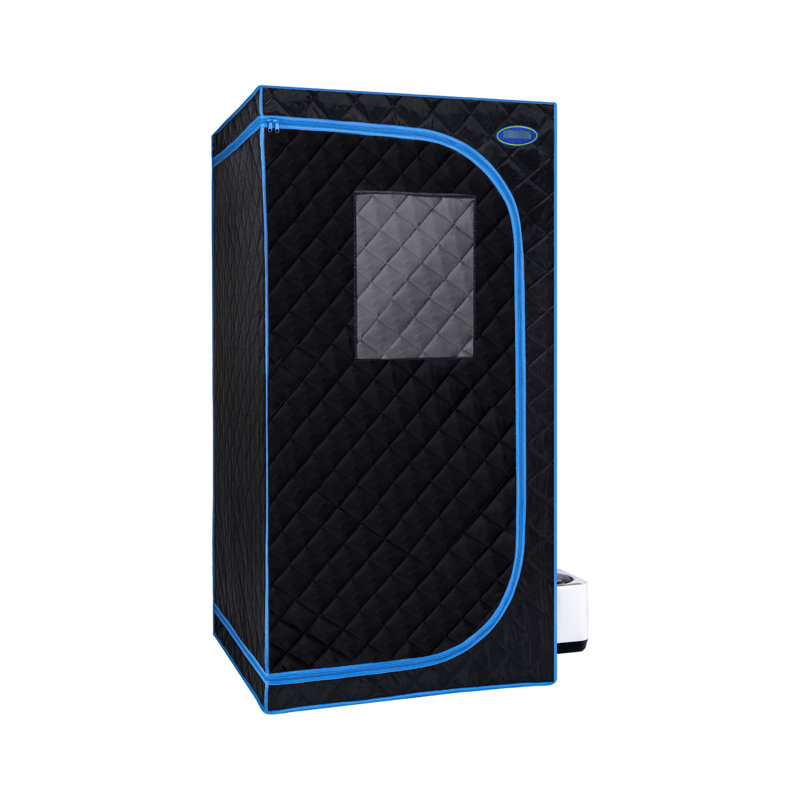 Tente à vapeur portative noire - Spa personnel pour la maison. Équipé d'un générateur, d'une télécommande et d'un fauteuil pliable. Installation facile, chauffage. & Ul. Isolation thermique, tissu imperméable. 360 buses. 9
