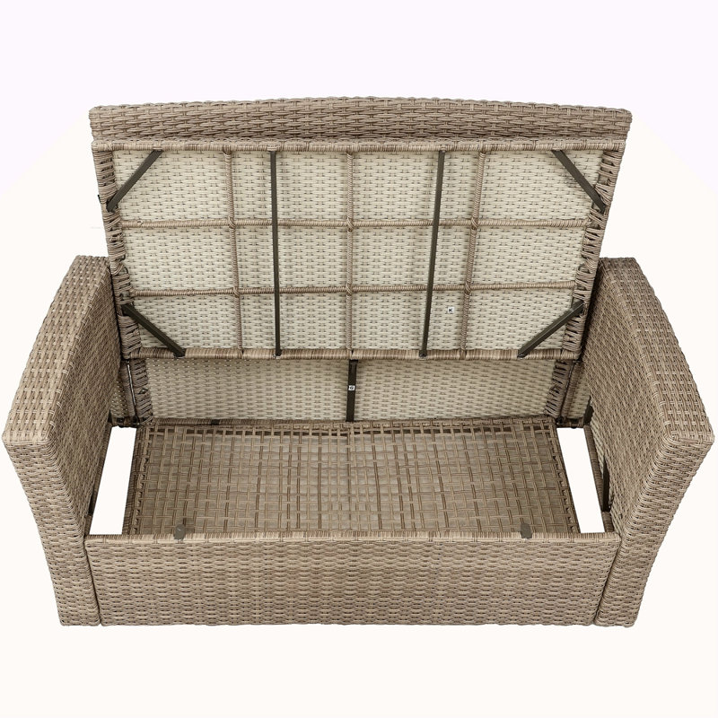 Patio Furniture Set, 4 Piece Outdoor Conversation Set All Weather Wicker Sectional Sofa With Ottoman And Cushions, Gray