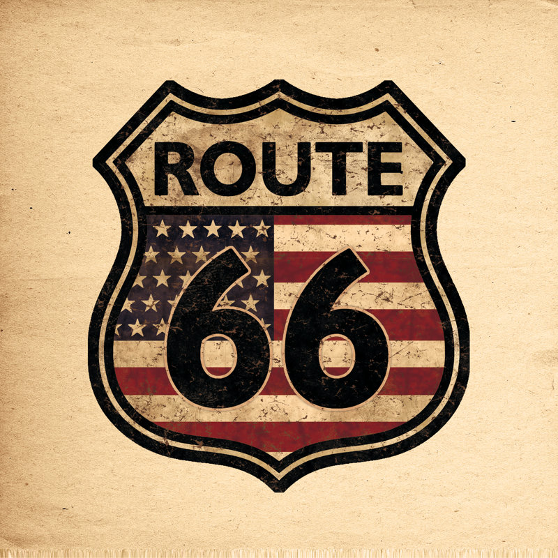American Route 66 Worn - Wrapped Canvas Print, 91cm H x 91cm W x 3.8cm D