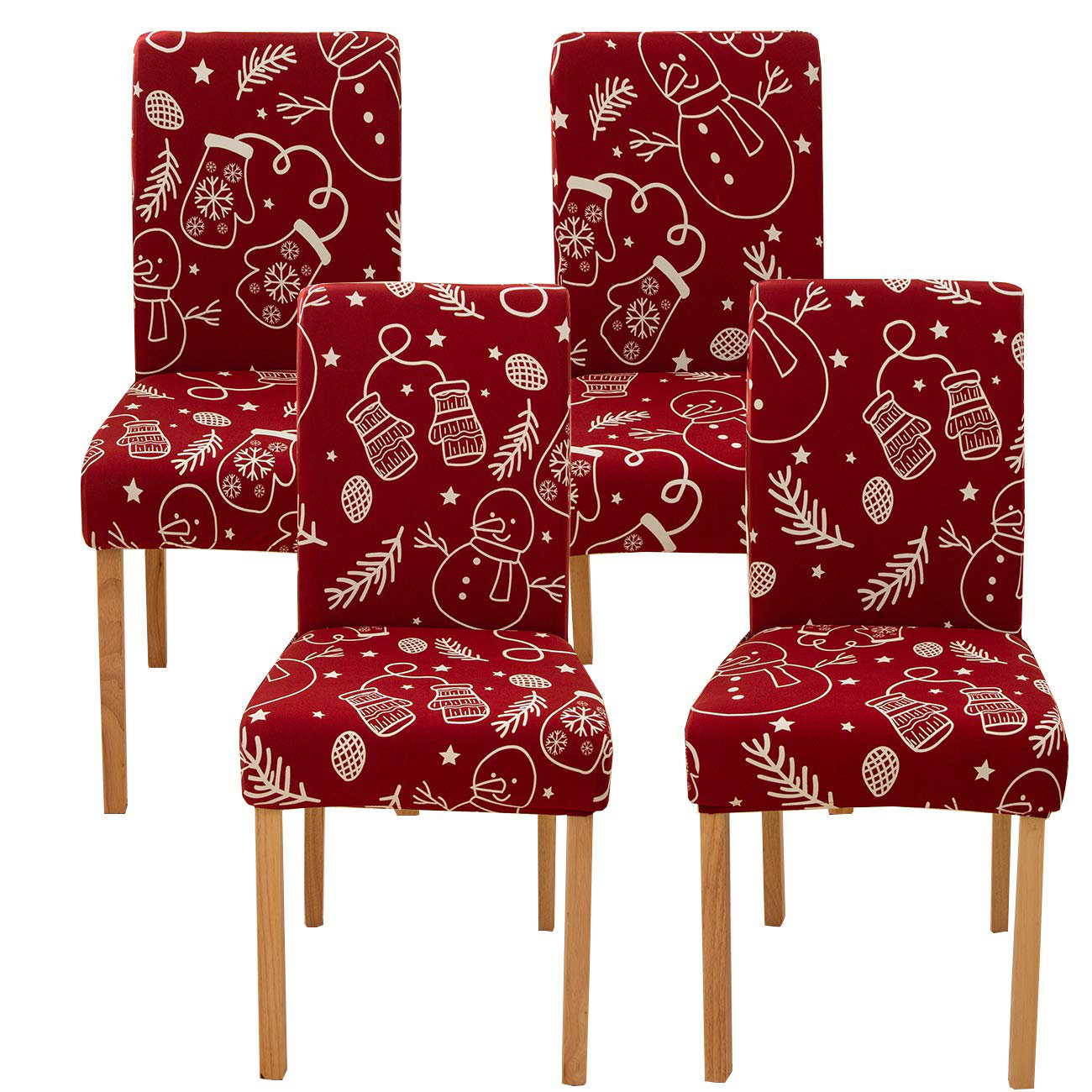 4PCS Stretch Removable Washable Dining Room Chair Protector Slipcovers Christmas Decoration/Home Decor Dining Room Seat Cover