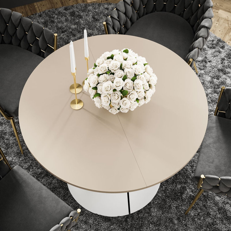 Extendable Dining Table, White / Matte Cashmere