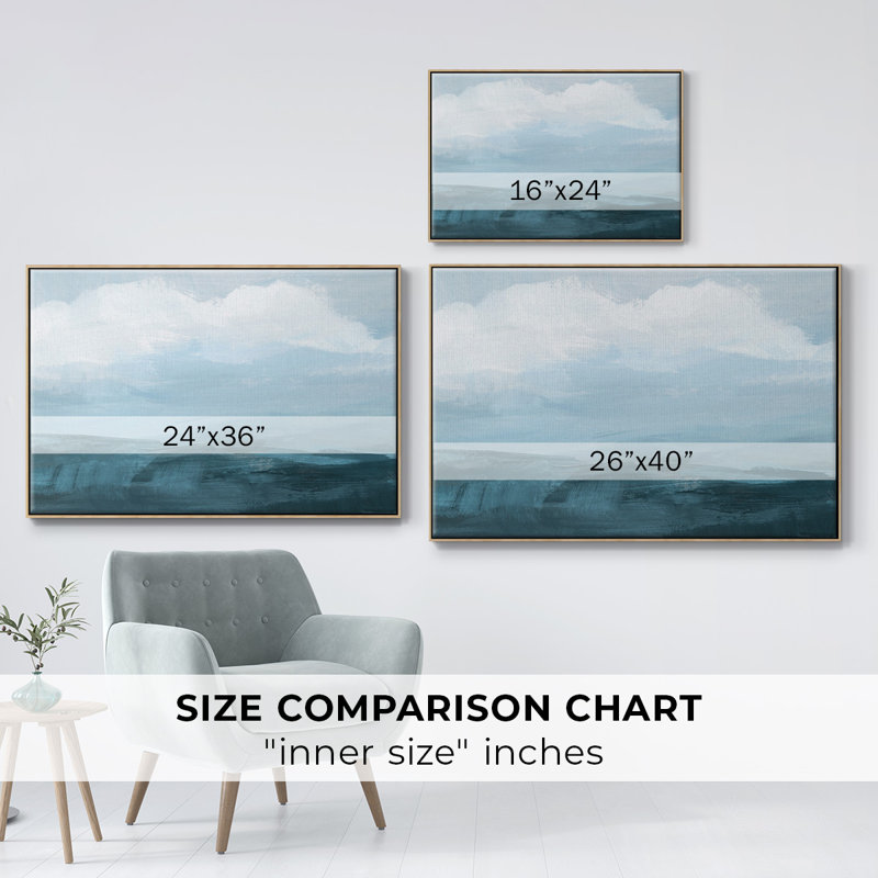 Azure Rising II, reproduction d'art sur toile, Bois naturel, H 25 po x l 37 po x P 2 po