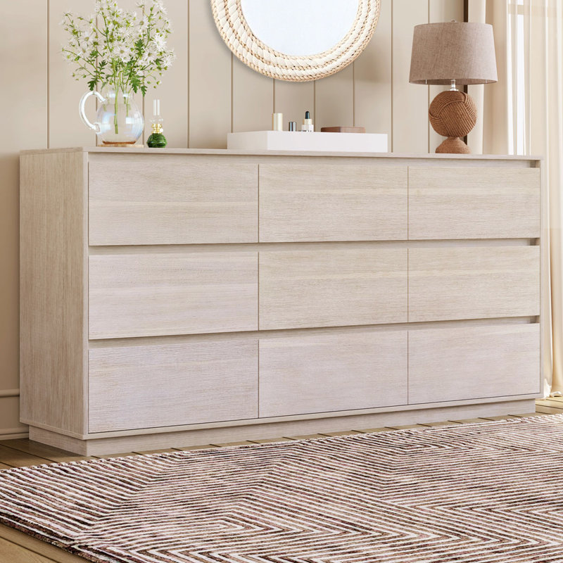 Commode 9 tiroirs Janyla, Blanc pierre