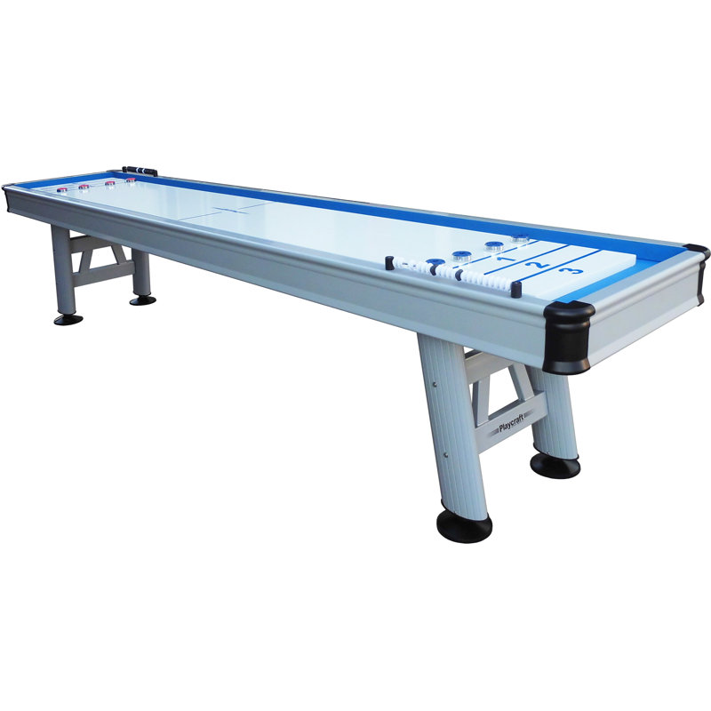 Playcraft 12' Aluminum Outdoor Shuffleboard Table with Electric Blue Accent