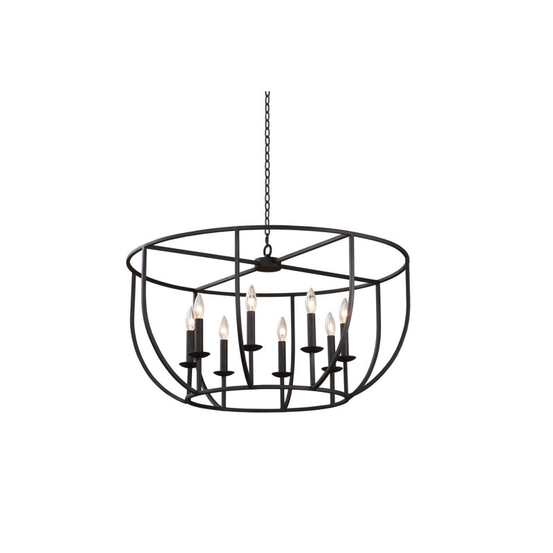 Newhall Black Iron 32" 8-Light Geometric Chandelier