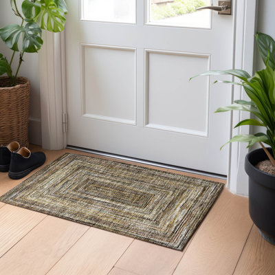 Machine Washable Indoor/Outdoor Xhevrie ACN1725 Brown Rug