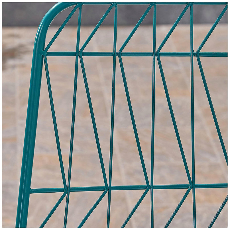 TABOURET NIEZ, Coussin beige / structure bleu sarcelle