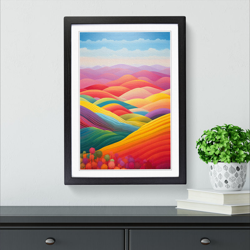 Landscape Colour Field No.2 1 Piece Single Picture Frame Wall Art, 46cm H x 34cm W x 2" D, Black Framed