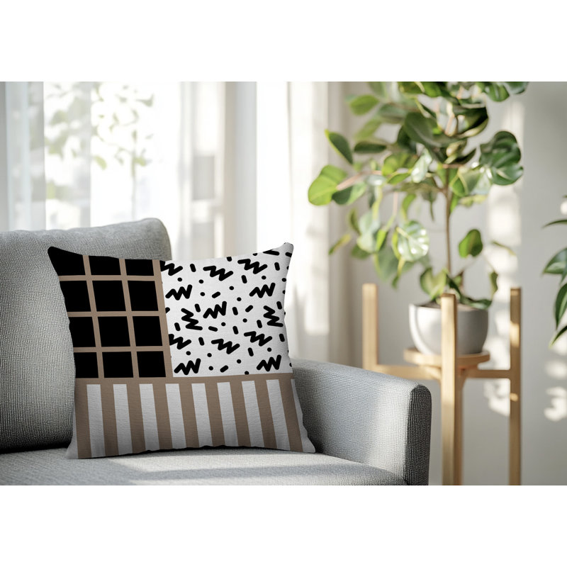 Oreiller carré réversible intérieur / extérieur Froza, Carré 16 po, Beige