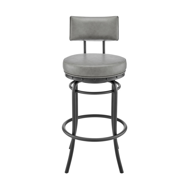 Tabouret de bar / comptoir pivotant en métal avec similicuir Ewura, Tabouret de comptoir (siège d'une hauteur de 26 p