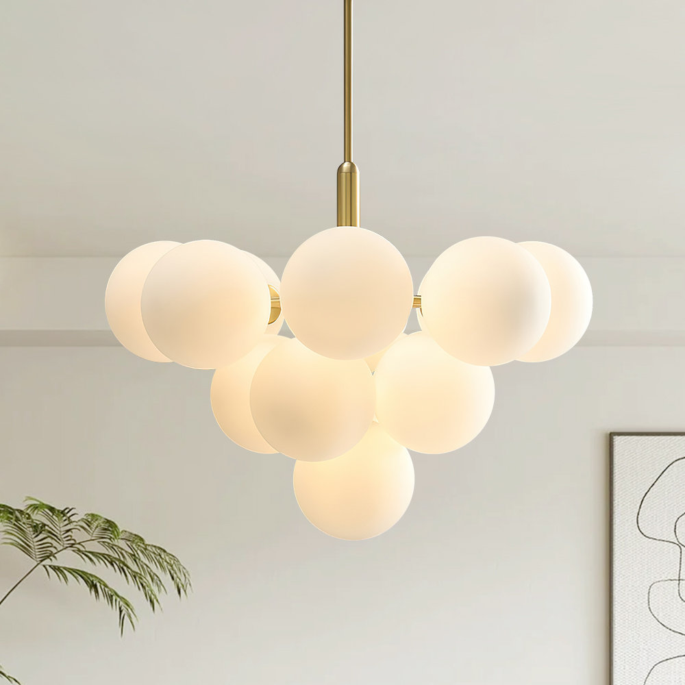Balikos 13-Light Bubble Golbe Cluster Chandelier with Glass Accents