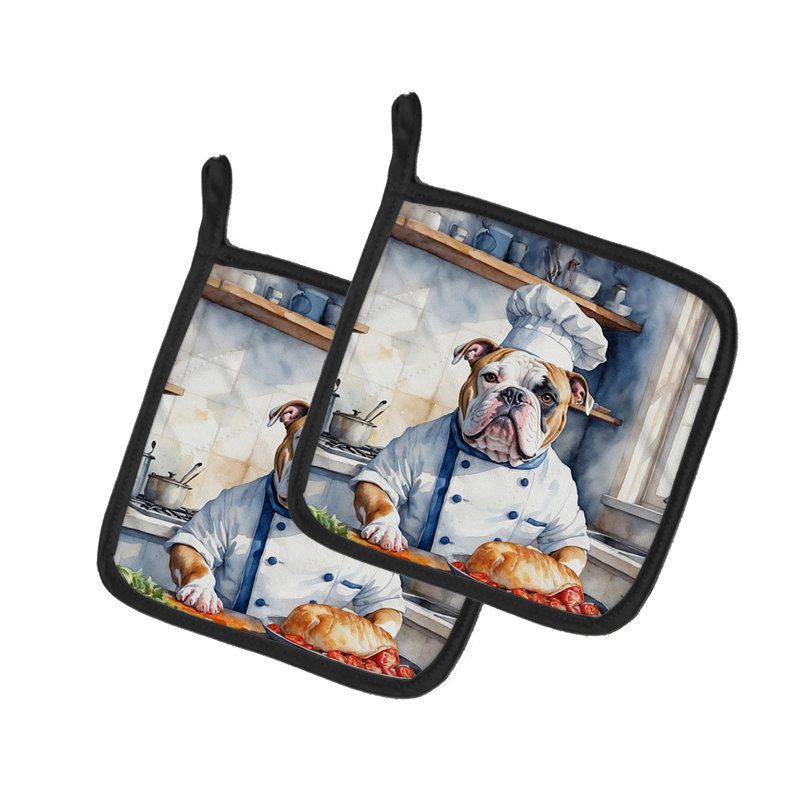 Caroline's Treasures The Dog Chef Polyester Potholder Set