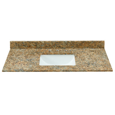 Transolid 37-in Giallo Veneziano (Brown) Granite Single Sink Bathroom Vanity Top Transolid 37-in Giallo Veneziano (Brown) Granite Single Sink Bathroom Vanity Top