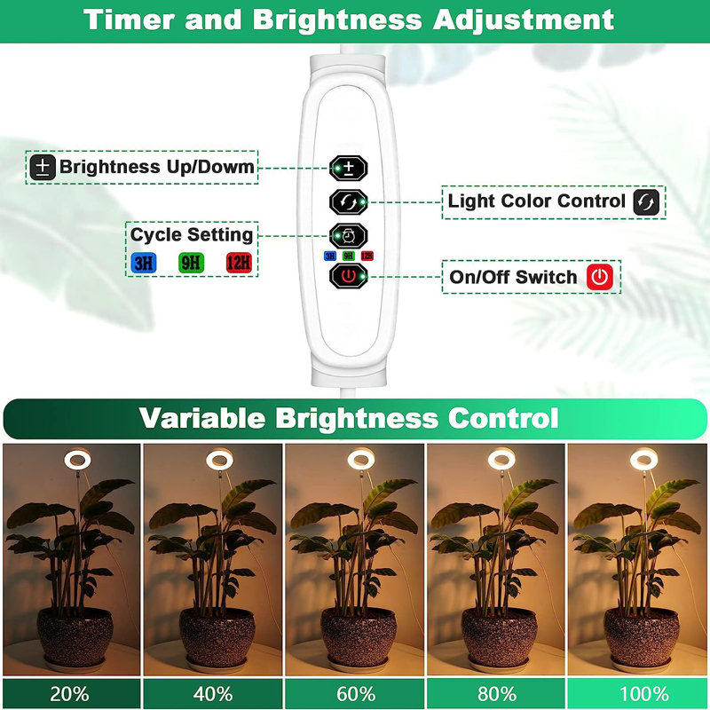72LEDs Full Spectrum LED Plant Grow Lights, Height Adjustable, Silver
