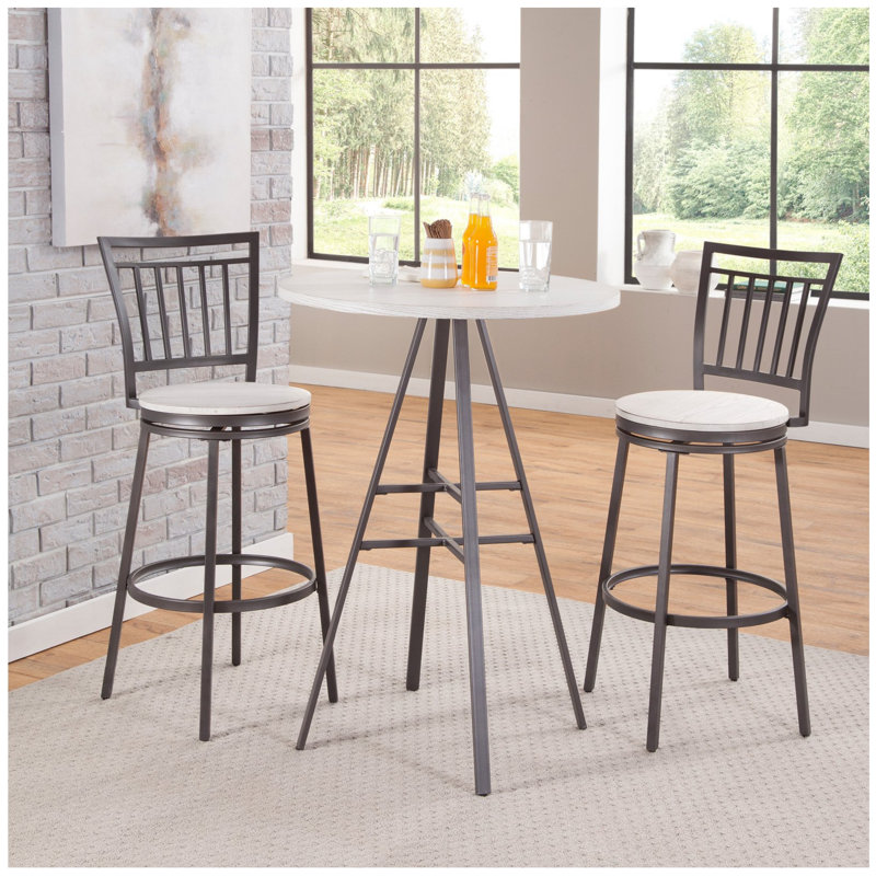 Kanagy 2 - Person Four Leg Dining Set, Whitewash/Gray/Whitewash