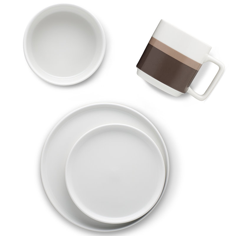 Noritake Colorstax Stripe 4-Piece Place Setting, Service for 1, Brown