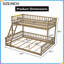 Lit superposé simple au-dessus de grand lit simple en bois massif avec garde-corps et échelle, finition noyer - peu encombrant et convertible-261921004