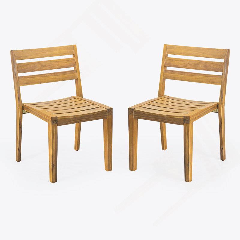 Ensemble de 2 chaises de salle à manger d'extérieur, chaise d'appoint en bois pour patio