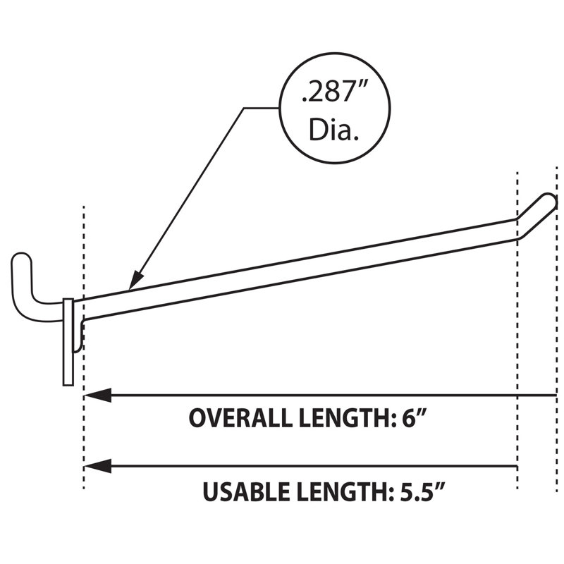 8" Glass-Filled Nylon Hook: 0.287" Diameter, 50-Pack