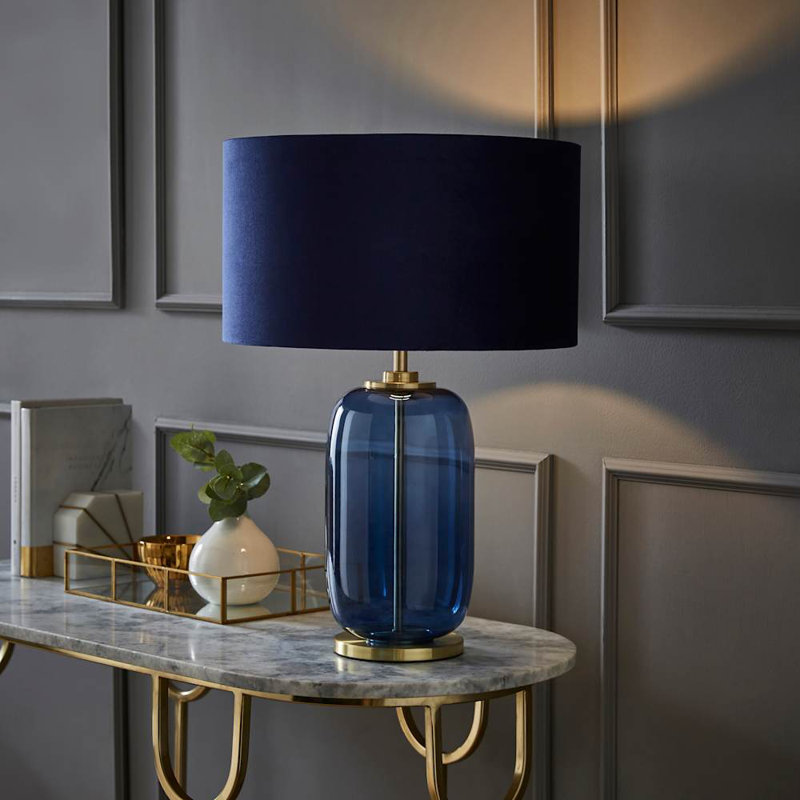 Andrevil Glass Table Lamp, Blue, Navy Blue