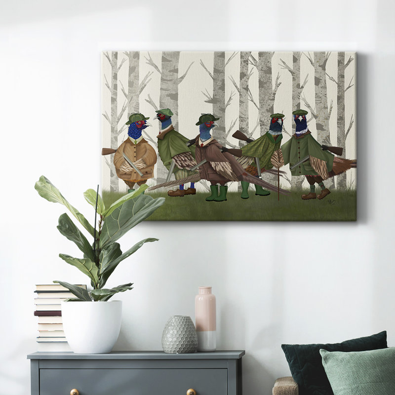 Pheasant Shooting Party Group 3-Gallery Wrapped Canvas, 18" H x 27" W