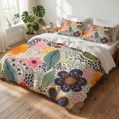 Machine Printed Floral Duvet Cover