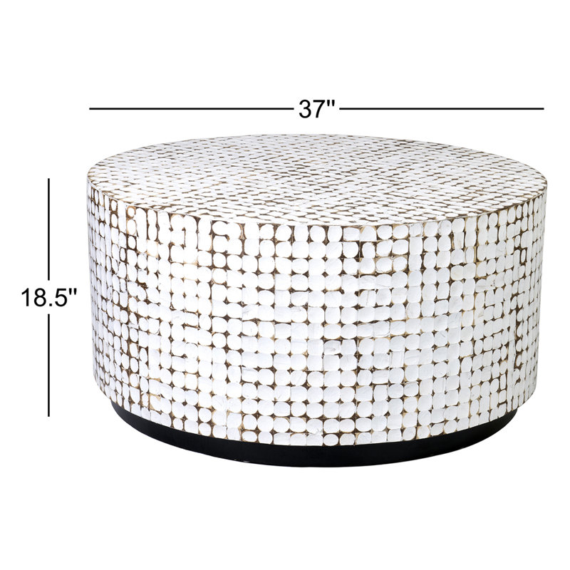 New Hampton Round Coffee Table, Blanc