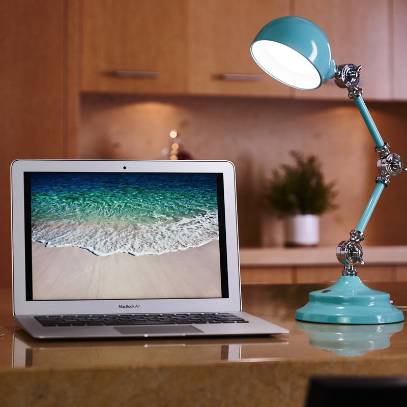 OttLite Revive LED Desk Lamp 3 Brightness Settings, Touch Controls, USB & 3 Adjustable Knobs, Turquoise