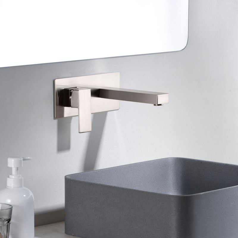Bathroom Vanity faucet, Vanities Faucets Wall Sink Faucet Single Hole with Left-Handed, Brushed Nickel