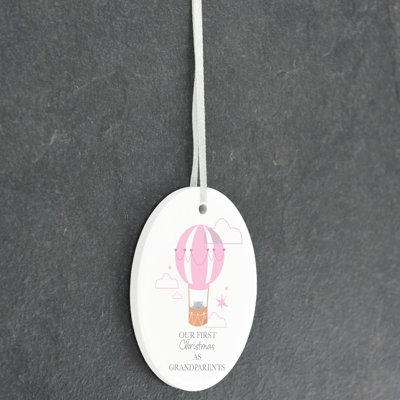 Grandparents 1st Christmas Oval Shaped Ceramic Ornament