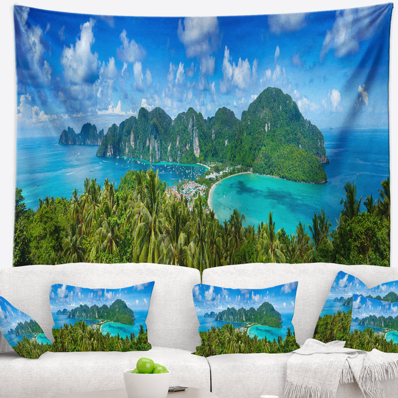 Photographie tropical island panorama tapisserie, H 32 po x l 39 po