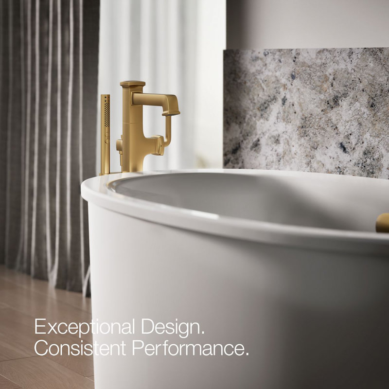Riff Floor-Mount Bath Filler Trim, Vibrant Brushed Moderne Brass