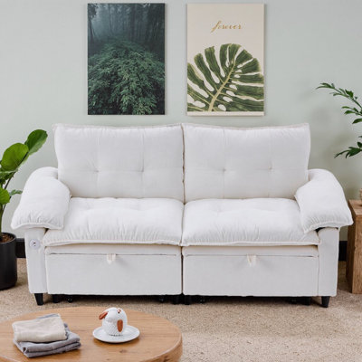 73" Velvet Pull-Out Sofa Bed | Convertible Sleeper Couch with Pullout Mattress, Space-Saving Design for Apartments, Studios & Guest Rooms