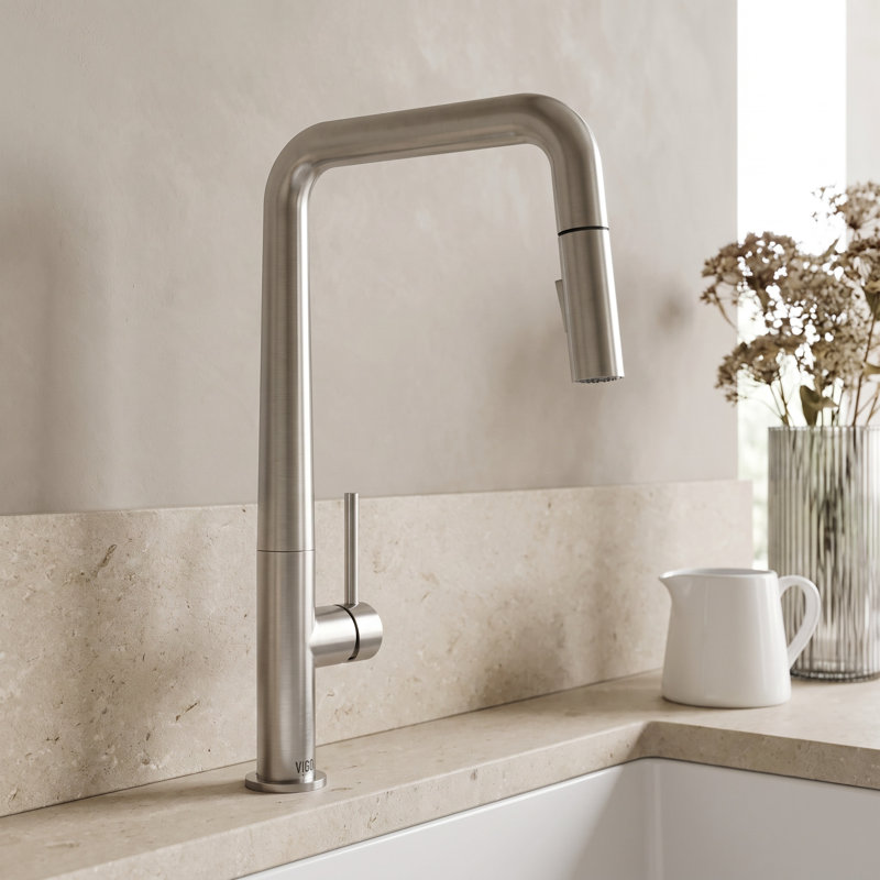 Parsons 18" H 1-handle Pull-Down 2-Function Sprayer Kitchen Faucet, Stainless Steel