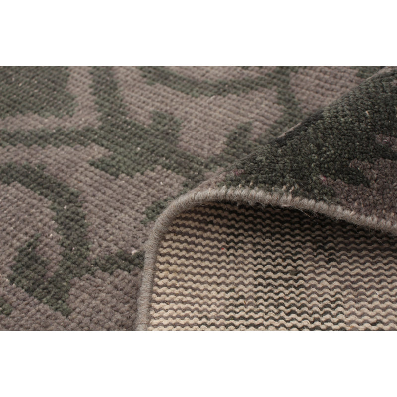 Tapis décoratif gris en laine de conception unique 8 pi 1 po x 10 pi 3 po Dermio noué à la main