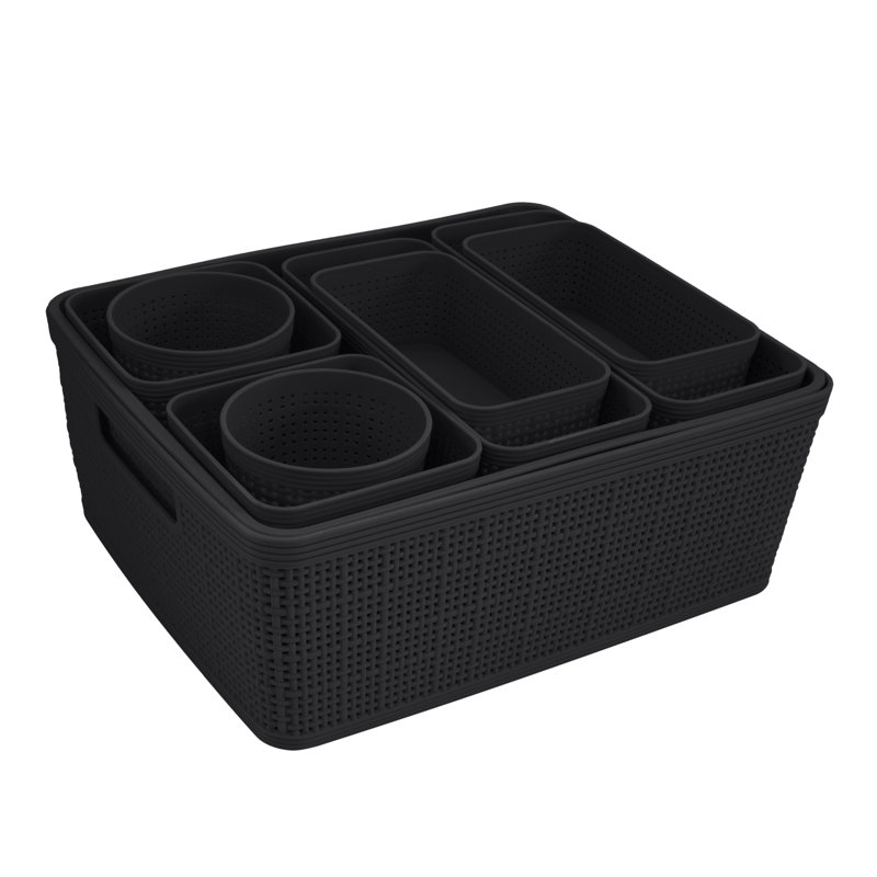 Rebrilliant Plastic Decorative Bin, Black