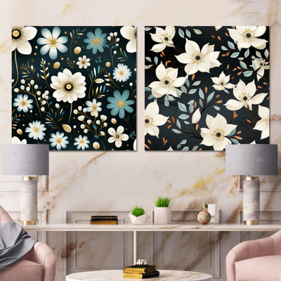 Izzo - Ensemble de 2 reproductions d'art sur toile florales