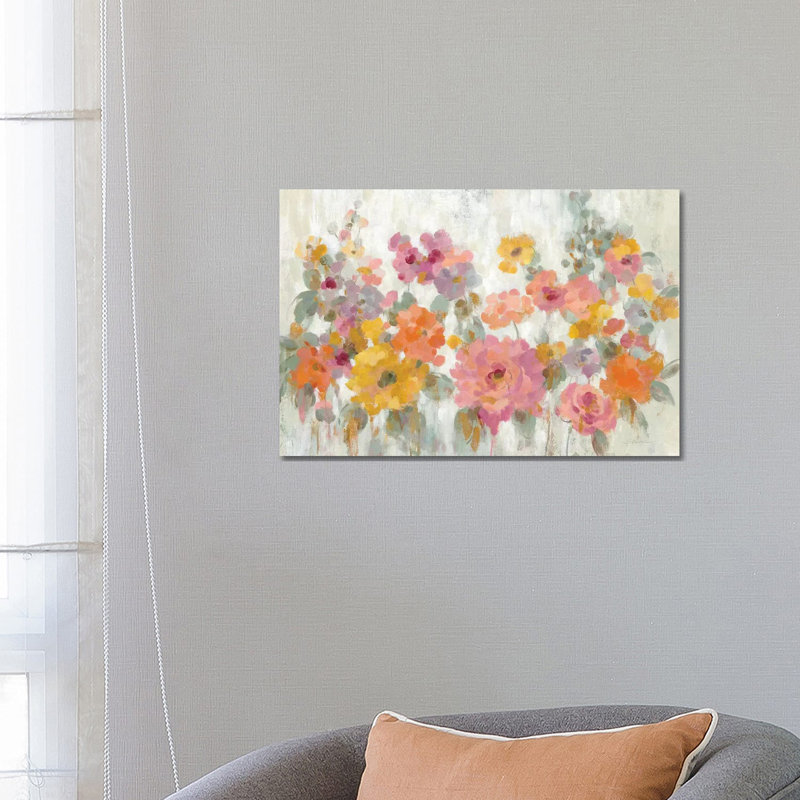 «Garden Fun» par Silvia Vassileva - reproduction d'art, Pas de tapis, H 18 po x l 26 po x P 1,5 po, Toile tendue
