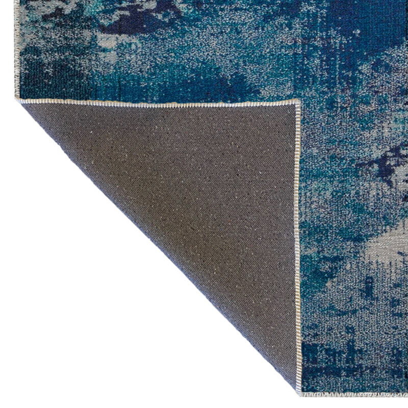 Tapis décoratif moderne à motif abstrait bleu, Rectangle 4 pi 11,06 po x 9 pi 10,11 po