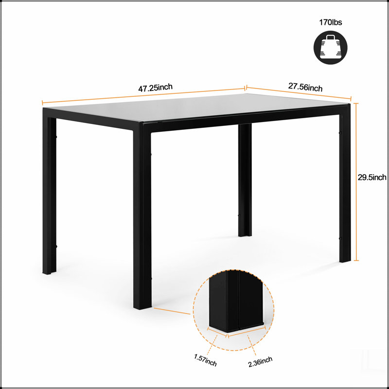 Ensemble de table de salle à manger 5 pièces pour 4 personnes avec table de salle à manger en verre trempé et chaises rembourrées