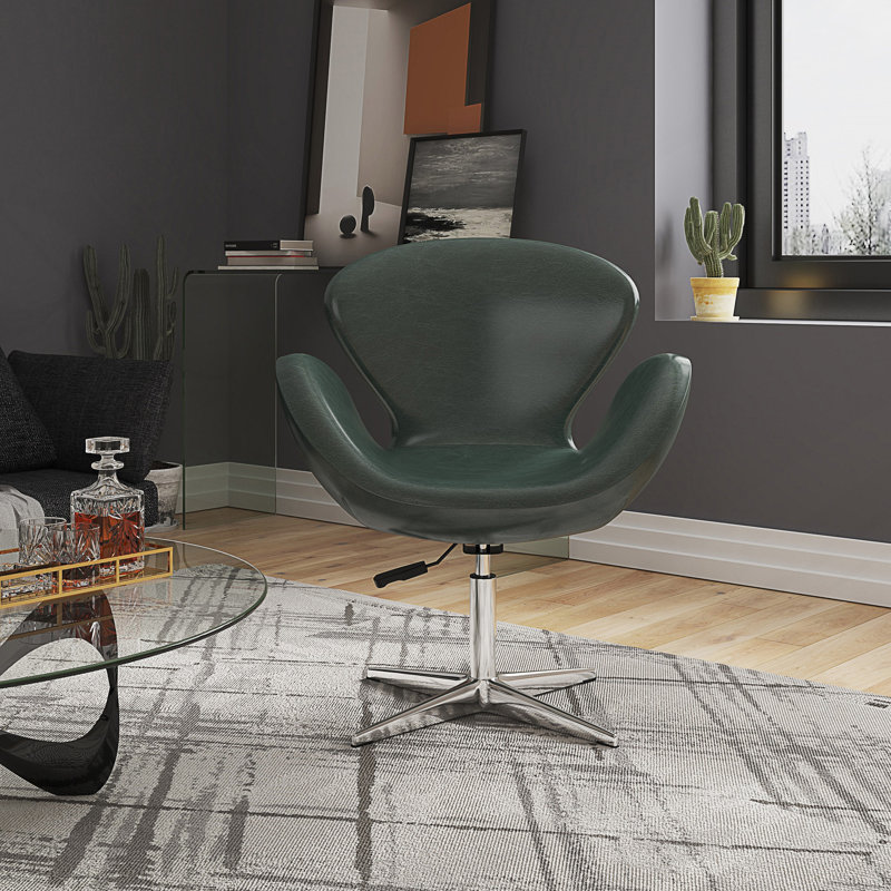 Fauteuil ballon pivotant rembourré en laine Raspberry, Vert forêt
